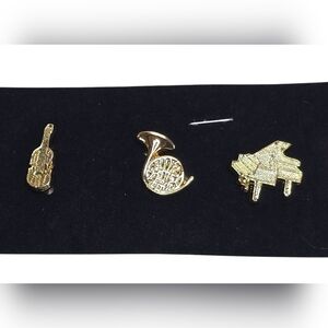 Gold-tone Musical Instrument Three Pic. Pin Set